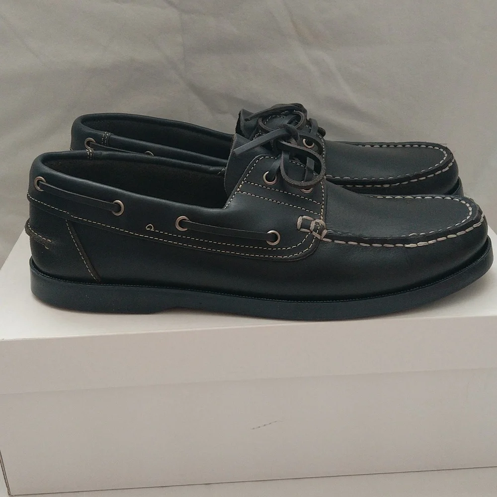 Danassa made in Portugal men's classic leather lace up boat shoes Sz 42 navy